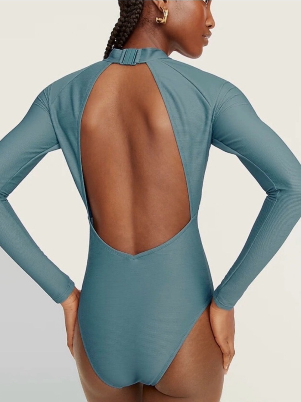 NWT J Crew Active Ribbed Long Sleeve One Piece Swimsuit Size 4 - Picture 3 of 11